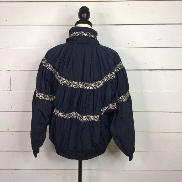 New Free People On My Mind Contrast Bomber Jacket Navy Blue Women's Medium - Picture 2 of 9